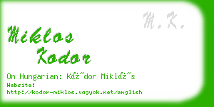 miklos kodor business card